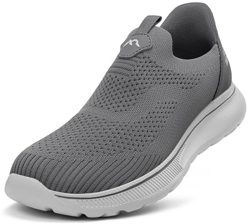 ODCKOI Slip on Sneakers Herr Slip-On Andningsaktiva Sportskor Bekväma Löparskor Lätta Sneakers Utomhus Joggingskor, 1645 mörkgrå, 45 EU