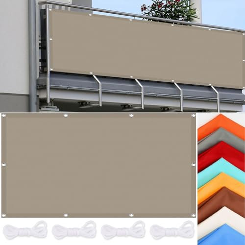 Sonnensegel für Garten 170 x 220 cm Sonnenschutz Windschutz Sonnendach Oxford-Gewebe Witterungsbeständig mit Ösen für Garten Terrasse Balkon Schwimmbad, Taupe