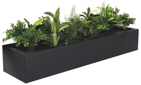 Potager suspendu en fer, garde-corps de balcon bac à fleurs, support de pot de fleurs simple, bac à plantes vertes succulentes Multi-couleurs Créez votre propre jardin chaleureux(Matte black 120cm)
