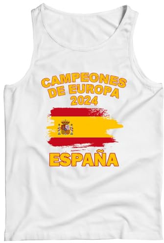 lepni.me Spanien Fußball-Tanktop für Herren | Spanische Flagge Trikot | WM 2022 Meister der Europameisterschaft 2024 Top Fans (S Weiß Mehrfarben)