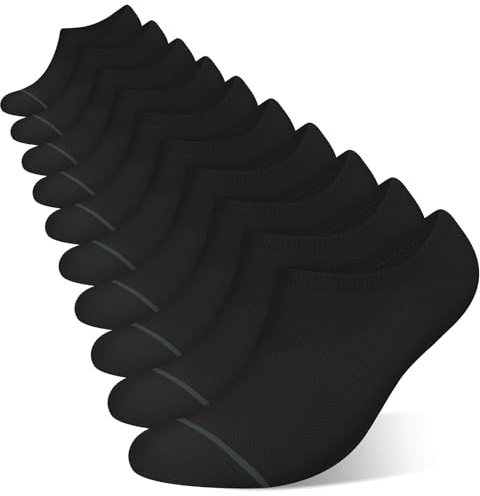wernies No Show Socks Men 10 Pairs Low Cut Socks Thin Casual Invisible with Non Slip Grips 11-13 Black