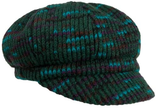 bedacht Pialou Strickballonmütze Ballonmütze Strickcap Schirmmütze Schildmütze Damen - Made in Italy mit Schirm Winter Herbst-Winter - One Size dunkelgrün