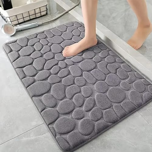 AMFUN Tapis de Bain en Mousse à Mémoire de Forme, Tapis de Bain Absorbant, Tapis de Salle de Bain Doux Lavable en Machine, pour Douche, Salle de Bain, Paillasson, Chambre, 50 x 80 cm, Gris Foncé