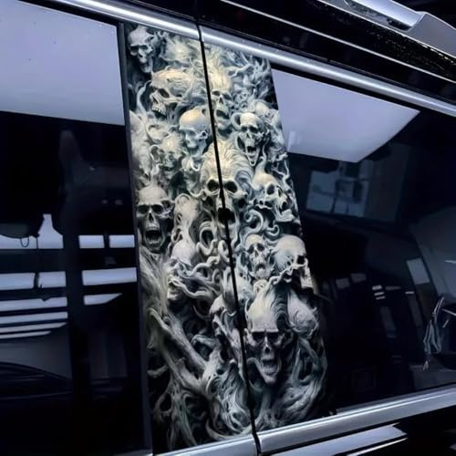 Zelbuck Vinyl-Autoaufkleber Und -Abziehbilder, Car Center Pillar Skull Sticker,wasserdichte Sonnenschutz-Kratzschutz-Aufkleber Für Die B-Säule, Personalisierte Fahrzeugtürsäule (Colour 6#,L)