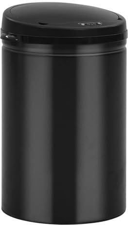 Gecheer Poubelle à Capteur Automatique 30 L Acier au Carbone Noir, Poubelle de Cuisine avec Compartiments pour Salle de Bain, Chambre, Salon, Hôtel, Restaurants, Bureau à Domicile