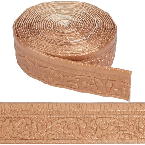 CRASPIRE Moldura de Corona Autoadhesiva de 394 x 3.14 pulgada Flexible 3D para Papel Tapiz Borde de Zócalo Moldura de Bronce Espejo de Bronce Borde de Pared Adhesivo Líneas de Base Espuma
