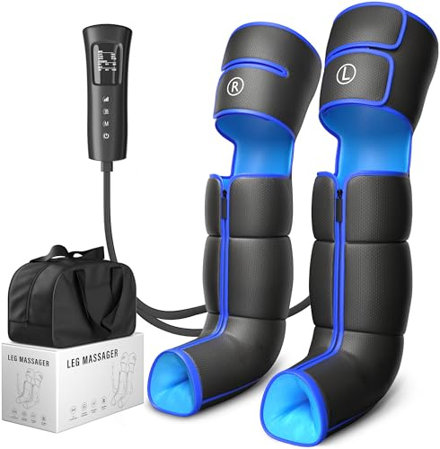 Baregamyan Leg Massager for Circulation and Pain Relief with Heat - Electric Air Compression Boots - Adjustable Modes Foot, Calf & Thigh Massage Machine, Gift for Her, Him, Dad, Mom (Small Size)