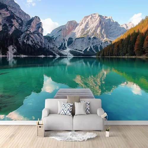 WHUOEUCO Papel Pintado Pared 3D Paisajes De Montañas Y Lagos 200x140 cm Papel Tapiz Fotomurale 3D Dormitorio Salón Tv Fondo Pared Decora Murales Moderno