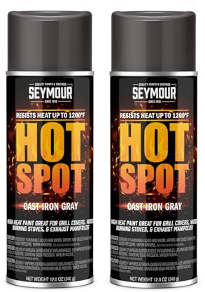 16-2668 Seymour High-Heat Spray Paint – Cast Iron Gray, 12 oz (2-Pack) | Withstands 1200°F | Industrial-Grade, Heat-Cured Coating