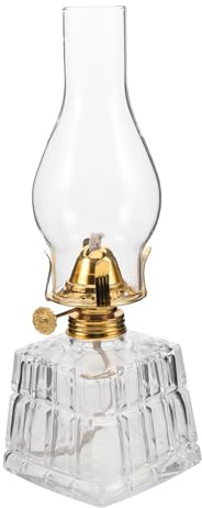 Cabilock Lámpara De Queroseno De Vidrio Estilo Retro Base Cuadrada para Iluminación Decorativa Camping y Emergencias