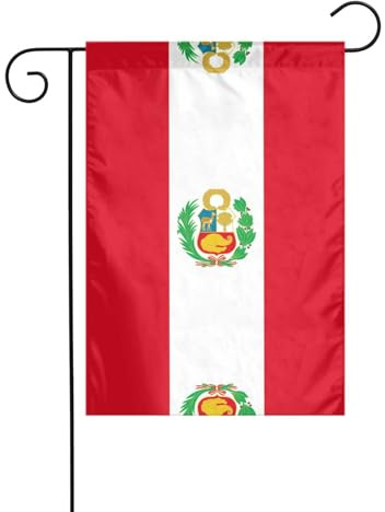 WHJDPP Banderas de jardín con impresión de bandera de Perú de 12 x 18 pulgadas para decoración de patio con 3 cm de ancho de posición de poste (solo bandera, no incluye mástil)