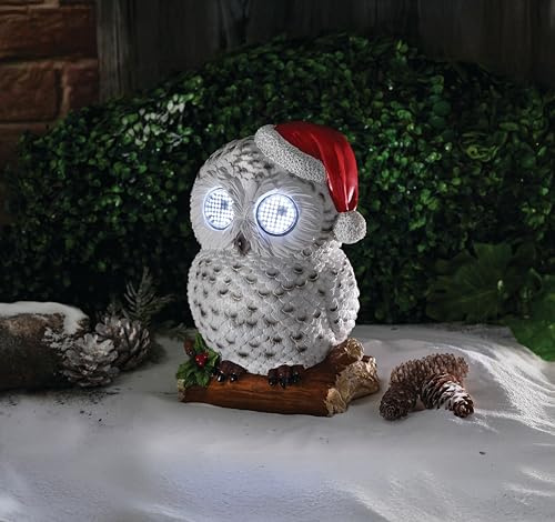 Smart Garden Blinkin’ Eyes Snowy Owl Garden Ornament – 25cm Christmas Decoration with Flashing Light-Up Eyes – Battery Operated Outdoor or Indoor