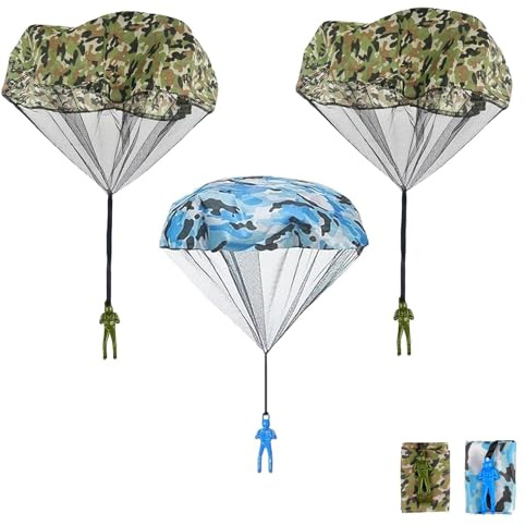 3 Pcs Parachute Toys for Kids,Camping Toys Army Toy for Boys Soldiers Men,Army Man Children'S Outside Play Set Beach Outdoor Game Kit Mini Parachutes Children Adults Funny Birthday Gifts Party Playset