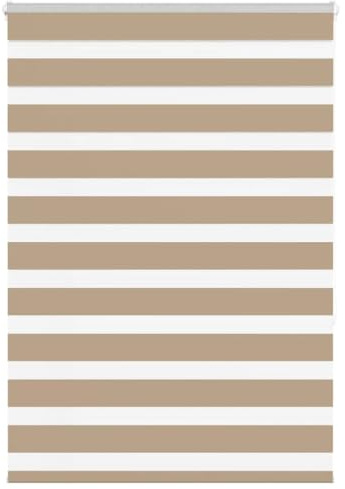 Doppelrollo Sandbraun 100x150 cm, Stoffbreite 95,9 cm, 100% Polyester, Zebra-Jalousie für Fenster, Sicht- & Sonnenschutz, Verdunkelung im Innenbereich