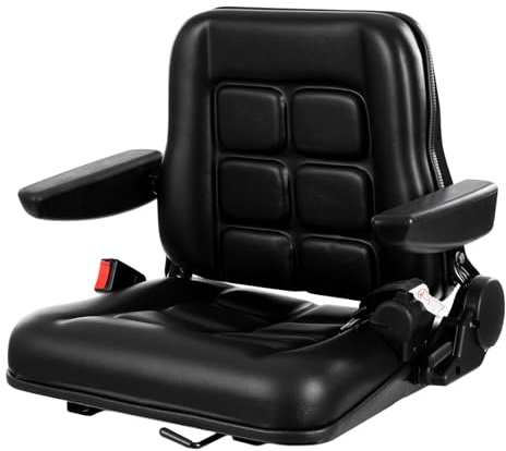 Sedile universale per trattore con bracciolo, sedile di traino regolabile a 35-180°, cintura di sicurezza, sedile ergonomico per trattore, carrello elevatore, ATV ed escavatore