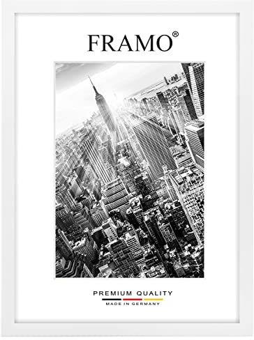 FRAMO Holz Bilderrahmen 100 x 40 cm nach Maß - Weiss Matt | Größe wählbar | inkl. entspiegeltes Acrylglas | Rahmen für Puzzle | Foto | Poster