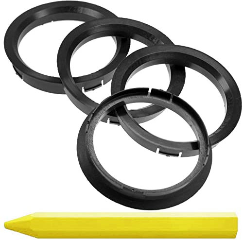 RKC 4X Anneaux de centrage Noir 76,0 mm x 66,6 mm + 1x Crayon de Cire en Vert Made in Germany