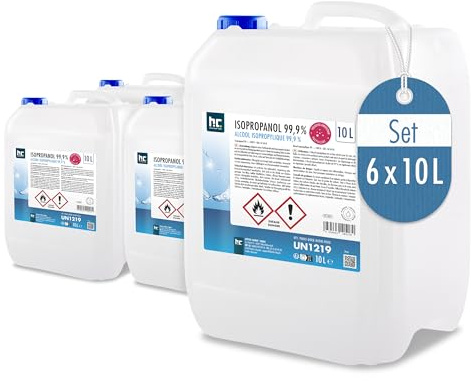Höfer Chemie 6 x 10 L Isopropanol 99,9% | Isopropylalkohol zur Reinigung und Entfettung Starkes Lösungsmittel Vielseitig Verwendbar