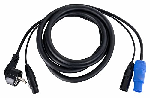 Pronomic Stage EUPPX-2.5 Hybridkabel Euro/Powerplug/XLR - Länge: 2,5 m - Kombi-Kabel für Aktiv-Lautsprecher - Stromversorgung und Signal in einem - Powercon/Schuko-kompatibel - schwarz