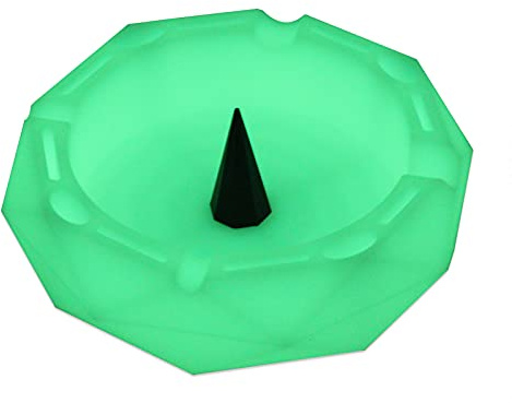 ooDuo Geometric Silicone Ashtray - Glow in the Dark - Unbreakable Multipurpose Storage Ash Tray - w/Glass Friendly Tapping Center