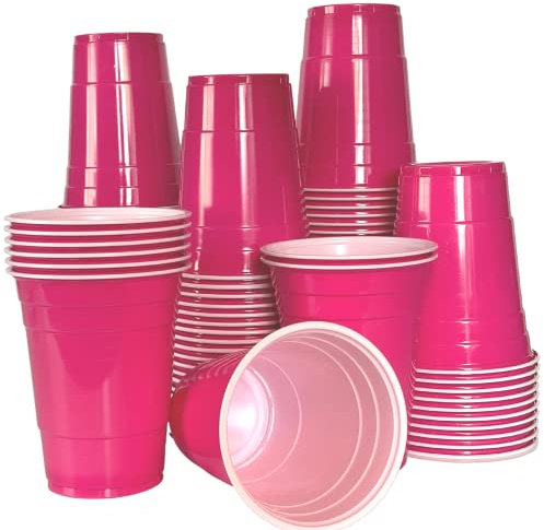 MBP My Beer Pong MYBEERPONG® 100 Wiederverwendbare Rosa Party Becher aus Plastik 16 oz (437ml)