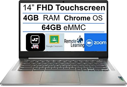 Lenovo Laptop Chromebook 3 2022 de 14 pulgadas FHD IPS con pantalla táctil antirreflejos, MediaTek MT8183 CPU de 8 núcleos (hasta 2.0 GHz), 4 GB de RAM, 64 GB eMMC, cámara web, WiFi, Bluetooth, USB
