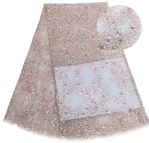 MLYY Stoff Meterware Mesh-Tüll-Pailletten-Stickerei-Spitzenstoff – DIY-Kleid/Kleidung/Vorhang/Tischdecke/TV-Tuch, Indoor-Outdoor-Party-Brautparty-Ozean/Strand-Dekoration, 4,5 m lang (Color : Pink)