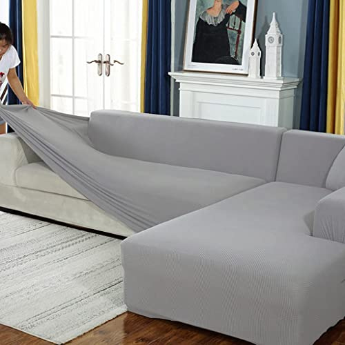 AYouge Sofabezug,Sofabezug Ecksofa-Sofabezug Stretch Sofabezug mit festem Schaumstoffstab für 1/2/3/4 Sitzer（L-förmiges Ecksofa erfordert Zwei）
