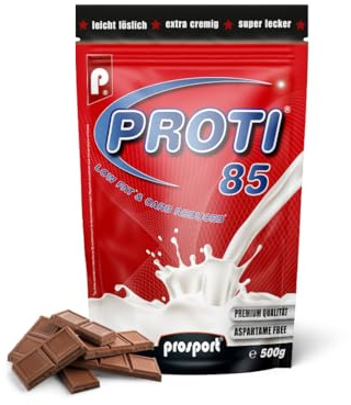 Prosport Proti® 85 Proteinpulver 500g Schoko – 4-Komponenten-Protein mit Whey, Casein & Eialbumin – 10 Vitamine, BCAAs & EAAs – Extra cremiger Eiweißshake