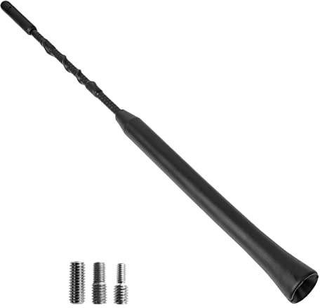 Auto Antenne, 23 cm Länge, für störfreien AM, FM 87,5-108 MHz, DAB, DAB+ Empfang, in Schwarz, Anschrauben mit Universaladapter M4 M5 M6, Kurzstabantenne, Kfz Dachantenne mit Antennenfuß Innengewinde