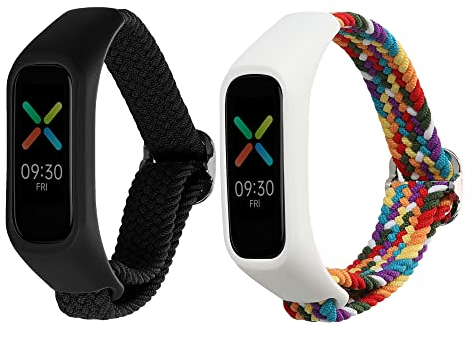 kwmobile Bracelet compatible avec Oppo Band Sport bracelet - 2x bracelet de rechange en nylon pour fitness tracker - noir-multicolore