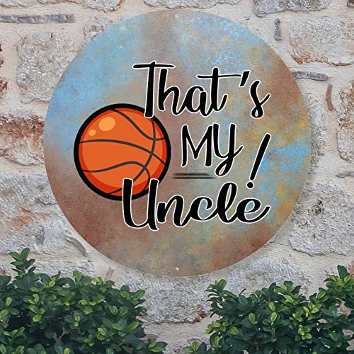 basketball Uncle Metal Sign Basketball Welcome Sign Front Door Custom Family Wall Art Farmhouse Wreath Sign Rustic Wall Decor Man Cave Coffee Bar Gym Indoor & Outdoor Decor 9x9in