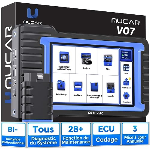 MUCAR VO7 Valise Diagnostic Auto avec Mise à Jour Gratuite, Outil de Balayage Bidirectionnel OEM avec Codage de l'ECU, 28+ Services, Diagnostic sans Fil OBDII Voiture