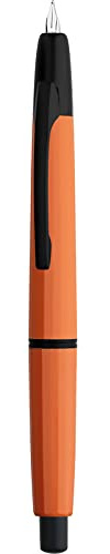 erofa Majohn A2 Press Stylo Plume Extra Fine Nib avec boîte, stylo à encre rétractable en résine orange avec ensemble de stylos d’écriture convertisseur (Version Clip Noir)