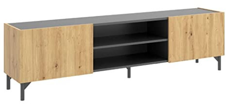 DEKIT GRUPO RIMOBEL Astral Mueble de TV bajo, Melamina, Grafito y Nordic, 45x161x35 cm