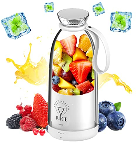 Tragbarer Mixer,Mixer Smoothie Maker To Go,500ml Wiederaufladbarer Mini-Mixer, Standmixer mit 6-Klingen Edelstahl,Persönlicher Mixer Fresh Juice Flasche für Babynahrung,Fitnessstudio,Reisen(Weiß)