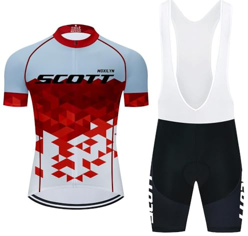 Moxilyn Fahrradtrikot Kurzarm Set für Herren Radtrikot T Shirt Radsport Radtrikot Set Fahrrad Trikot Kurzarm+Radhose mit 4D Gel,Ursprüngliche Gaze Radjacke und Radhose,MTB Radtrikot