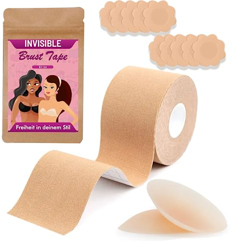 ÖTTRI Juego de cintas para el pecho para push up, cinta de boob respetuosa con la piel para una mayor libertad en tu estilo, almohadillas reutilizables para pezones y cremallera ecológica para una