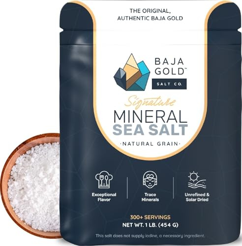 Baja Gold Signature Mineral Sea Salt - Recommended by Gary Brecka - Natural Grain Salt for Cooking & Baking | Authentic Baja Salt | Ideal for All Culinary Uses | 454 g. Resealable Bag, 300+ Servings