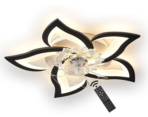 J.SUNUN Ventilatore da soffitto luce con telecomando dimmerabile 50W camera da letto plafoniera con ventola da soffitto silenzioso Timer Design lampadario LED Per Soggiorno Cucina Sala da pranzo