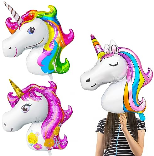 OSDUE Einhorn-Luftballons – 3 riesige Regenbogen-Luftballons