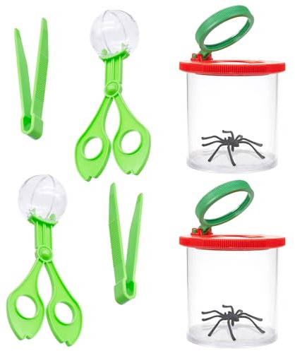 TULEBOLIAN Insektenbeobachtungskit, Becherlupe, 6 Stück, Lupendose, 2 Stück, Insektenfänger Scherenzange, 2 Pinzette, Insekten Beobachtungsbox, für Kinder, unisex, Beobachtungsgabe, Entomologie