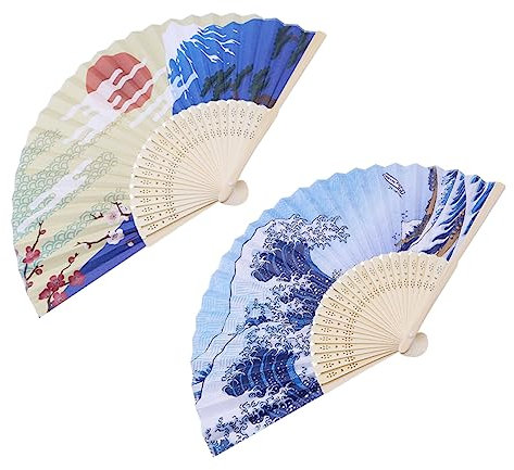 LIFKOME 2St Sushi-Faltfächer asiatischer Bambus-Fan-Ornament Retro Vintage-Dekor Lüfter Bambusfächer Fans von Sushi-Platten fein Dekorationen Tuch-Fan Requisiten Ornamente Stoff