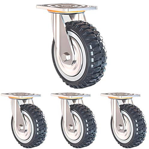 Plattenrollen 4 Stück, Transportrollen, Polyurethanrollen, mit Bremsen, Hochleistungsrollen, 360°-Drehung, Lenkrollen, Trolleys (4 ohne Bremsen 125 mm)