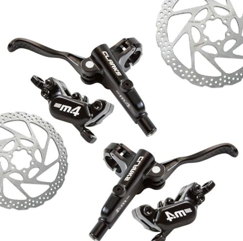 Clarks M4 Hydraulic Disc Brake Set - Powerful 4 Piston Technology for Downhill & E-Bikes Front 180 Rear 160