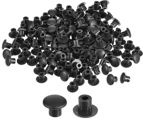 QUARKZMAN 150pcs Tapones para Agujeros de Tornillo, Tapones de Plástico de 5 mm (3/16) de Diámetro para Muebles, Armarios, Negro