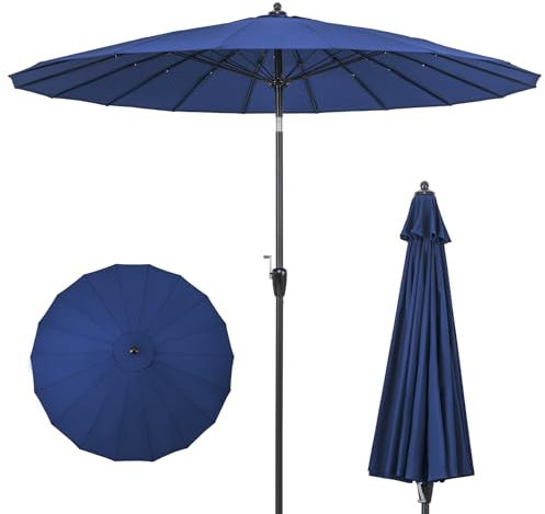 RELAX4LIFE Ombrellone da Giardino 2,65M, Ombrellone Portatile con Palo in Alluminio e 18 Stecche, Inclinazione Regolabile, Tessuto Impermeabile, Parasole per Cortile/Terrazza/Giardino/Patio (Blu)