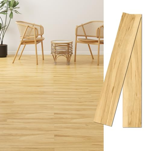 MULGREAT Peel and Stick Floor Tile, 54 Sq.Ft 36 Pieces 36x6 Long Vinyl Flooring, 1.5mm Thick Waterproof Renter Friendly Self Adhesive Vinyl Plank Flooring for Bedroom RV Kitchen (Hickory Wood)