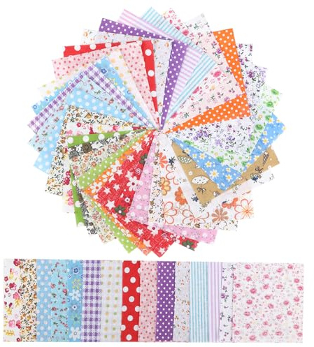 50pcs 10 * 10cm Squares Patchwork Fabric Bundles for Sewing Cotton Material Floral Pattern Fat Quarters for Artcraft DIY Precut Quilting