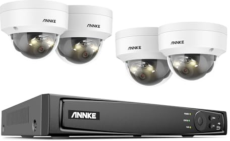 ANNKE 12MP PoE Security Camera System, 8CH CCTV System without HDD NVR, 4X 12MP IP Dome Camera Outdoor with Human & Vehicle Motion Detection, IK10 & IP67, Remote Access